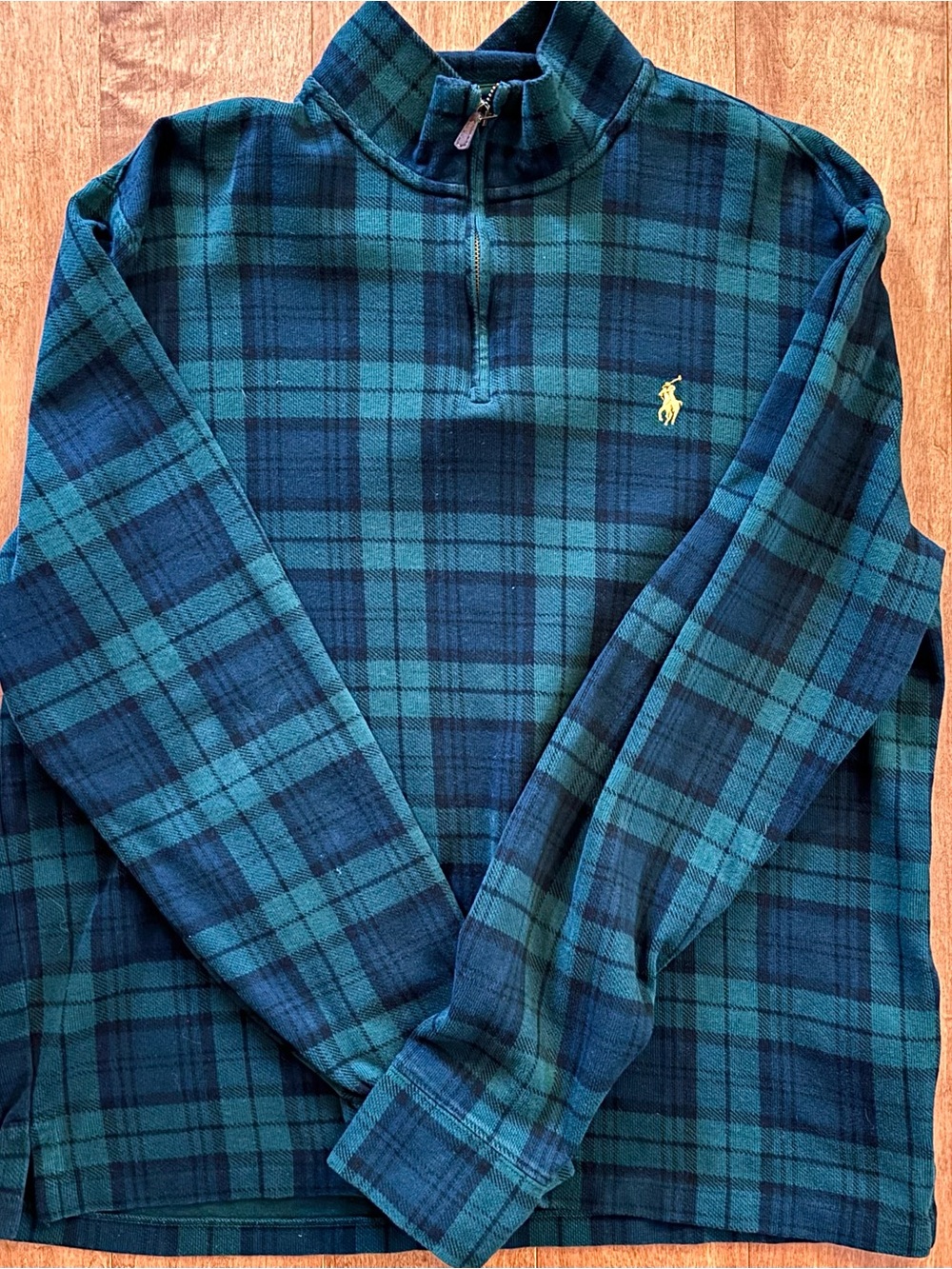 Polo Ralph Lauren Plaid Estate-Rib Quarter-Zip Pullover Large